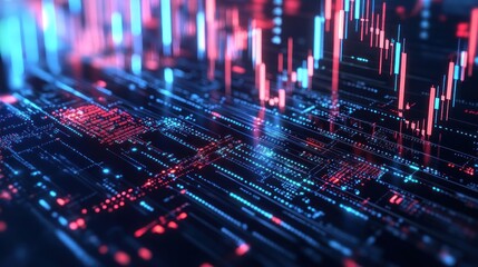 Fototapeta premium Abstract digital data visualization with graphs and patterns 