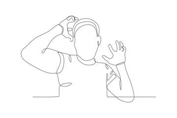 Single continuous line drawing of A man who is angry and wants to attack. Dynamic single line draw design graphic vector illustration.

