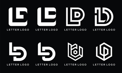collection of abstract letter LD logo design. graphic icons vector for business