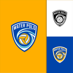 Modern water polo club logo that incorporates elements of a volleyball and water illustration.