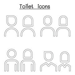 Toilet, Restroom, WC icon set in thin line style