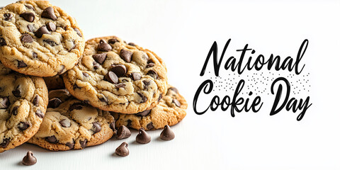 A mouthwatering stack of freshly baked chocolate chip cookies, perfect for celebrating National Cookie Day.