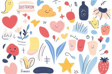 "Colorful Scribble Design with Geometric Shapes"
