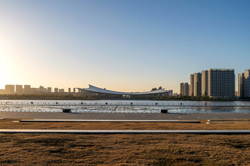 Naklejka premium The exterior of the Xi'an City Library in China