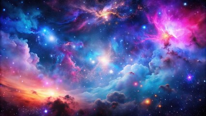 Fototapeta premium Panoramic View of a Colorful Space Galaxy Cloud Nebula Under a Starry Night Sky â€“ High-Quality Cosmos Background for Astronomical Inspiration and Artistic Projects