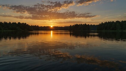 Obraz premium Sunrise over a lake.