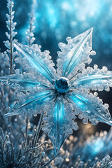 Macro View of Icy Winter Flowers