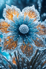 Macro View of Icy Winter Flowers