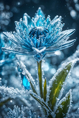 Macro View of Icy Winter Flowers