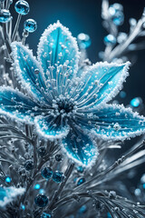 Macro View of Icy Winter Flowers