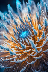 Macro View of Icy Winter Flowers