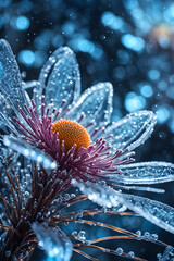 Macro View of Icy Winter Flowers
