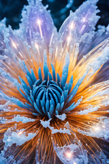 Macro View of Icy Winter Flowers