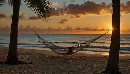 Obraz premium Sunset hammock at the beach (rephrased).