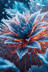 Macro View of Icy Winter Flowers