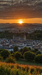 Obraz premium Sunset in Rodez, France.