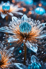 Macro View of Icy Winter Flowers