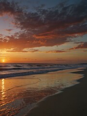 Fototapeta premium Sunset on a beach horizon.