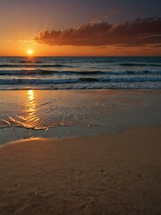Sunset on a beach horizon.