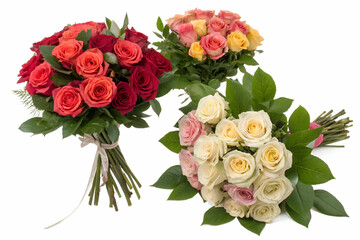  Elegant Bouquet of Roses with a Satin Ribbon Tie: A Romantic and Vibrant Floral Arrangement Perfect for Weddings, Valentine's Day, and Special Occasions