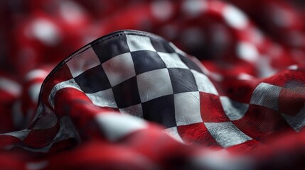 A checkered flag is waving in the wind
