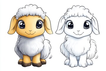 Obraz premium Adorable cartoon lambs animated characters playful design cute environment whimsical style creative concept