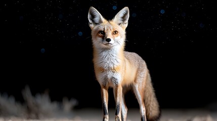Fototapeta premium Close-up of a vibrant fox in its natural habitat nighttime wildlife beauty