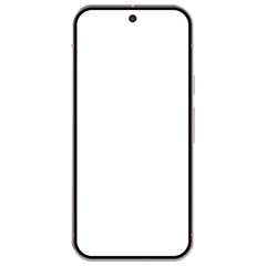 Front view mockup template of rose quartz android device or smartphone without background