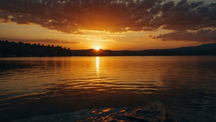 Obraz premium Sunset over the lake.