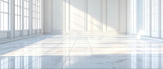 Obraz premium Bright spacious interior with glossy marble flooring