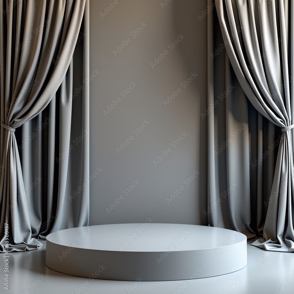 Aufkleber empty stage with gray curtains background
