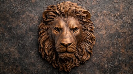 Obraz premium A bronze lion head mounted on a wall