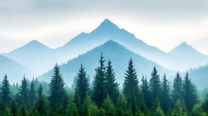Obraz premium Scenic mountain and lush forest nature photography from a serene tranquil viewpoint
