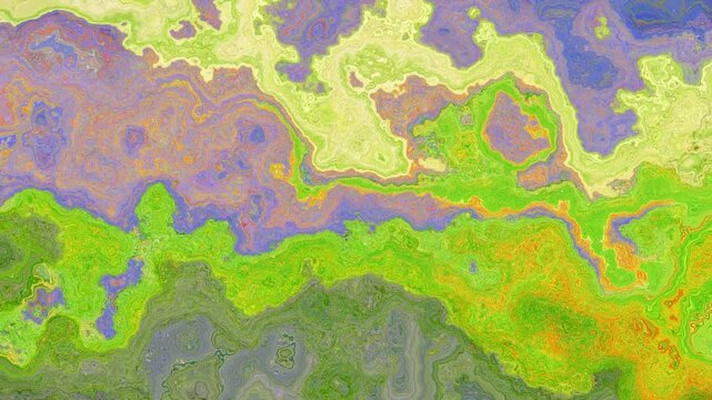 abstract animated twinkling stained background seamless loop video - watercolor splotch effect -  impressionism outdoor landscape - color neon green lavender violet
