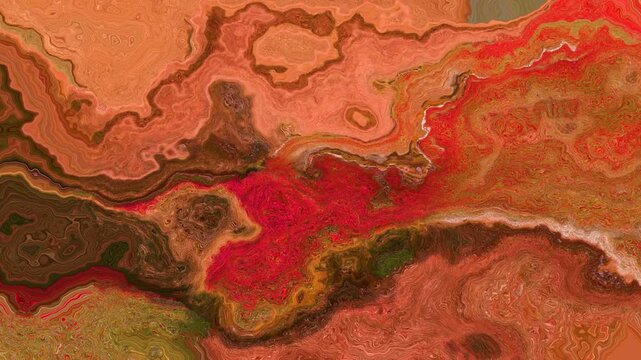 abstract animated twinkling stained background seamless loop video - watercolor splotch effect -  impressionism outdoor landscape - color red orange