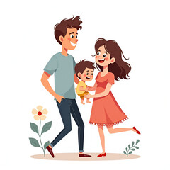 Fototapeta premium Happy family illustration white background