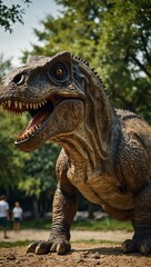 Obraz premium T. rex model in a dinosaur park in Romania.