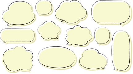 黄色の吹き出しセット。もこもこして可愛いふきだし
