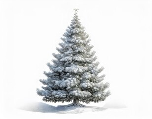 Fototapeta premium Snow Kissed Christmas Tree Illustration. Perfect for Holiday Cards, Winter Decorations, Festive Posters, or Digital Artwork with Frosty Pine Details and a Starry Top for Seasonal Inspiration
