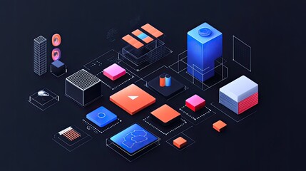 Abstract isometric digital technology illustration.