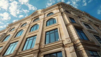 Fototapeta premium building, architecture, house, old, city, window, windows, facade, home, exterior, sky, urban, europe, ancient, wall, historic, brick, palace, architectural, historical, balcony, travel, tourism, town