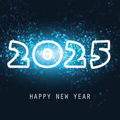 Best Wishes - Dark Blue Ice Cold New Year Card, Cover or Background Design Template for Year 2025