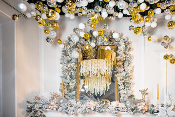 Beautiful holdiay decorated room with Christmas tree