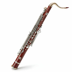 Obraz premium A concert bassoon with a long, curved body and silver keys, producing deep