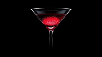  a martini glass filled with a red liquid on top of a black background The glass is filled to the brim with the deep red liquid, and the contrast between the two co
