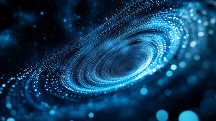 Abstract radio signal transmitted satellite dish . Directional signal radiates in sky shape a spiral and dots. Abstraction tech background. Satellite Communication concept. 