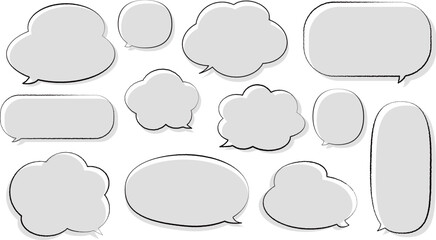 Obraz premium 灰色の、フワフワもこもこの吹き出しセット。