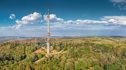Obraz premium The iconic television and radio tower in Fruska Gora, a famous landmark of Serbia broadcasting industry, now stands as a reminder of its history