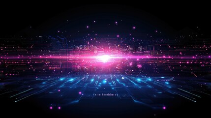 Obraz premium Abstract tech background with detailed circuit lines and glowing processors, emphasizing advanced computing