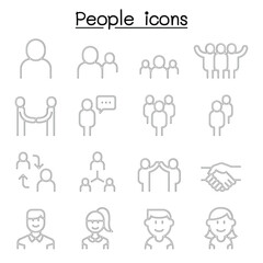 Fototapeta premium People icon set in thin line style